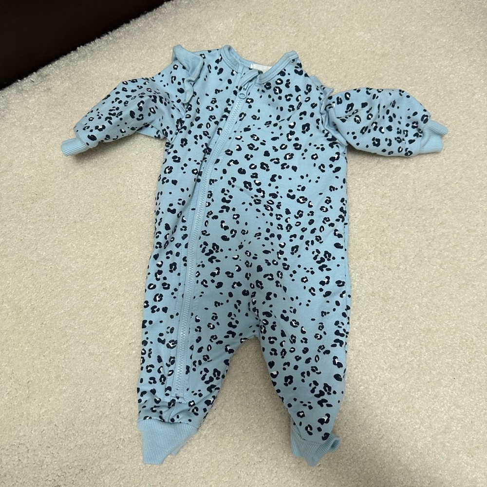 Blue Leopard Print Kids One Piece